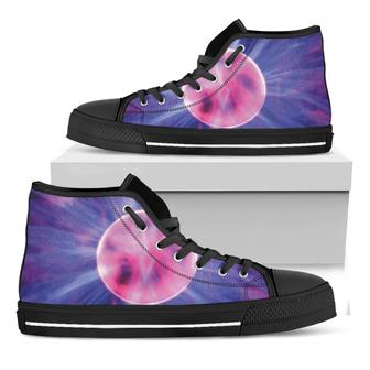 Purple Plasma Ball Print Black High Top Shoes - Monsterry DE
