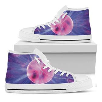 Purple Plasma Ball Print White High Top Shoes - Monsterry