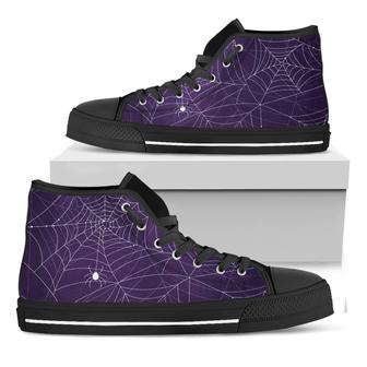 Purple Spider Web Pattern Print Black High Top Shoes - Monsterry CA