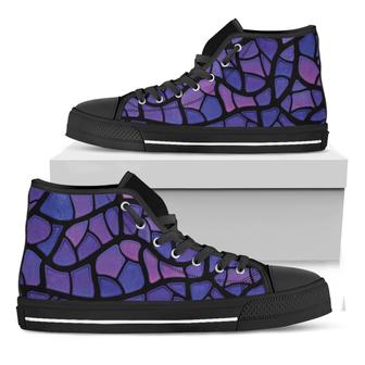 Purple Stained Glass Mosaic Print Black High Top Shoes - Monsterry DE