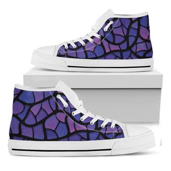Purple Stained Glass Mosaic Print White High Top Shoes - Monsterry