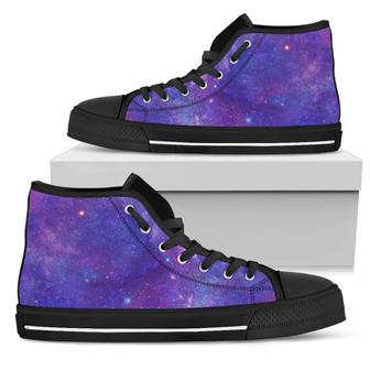 Purple Stardust Cloud Galaxy Space Print Men's High Top Shoes - Monsterry UK