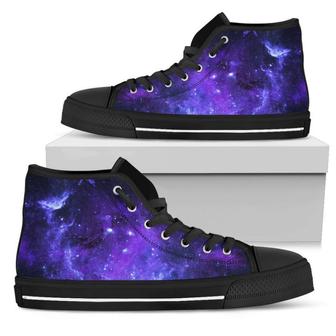 Purple Stars Nebula Galaxy Space Print Men's High Top Shoes - Monsterry