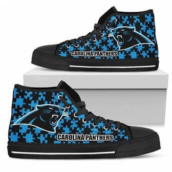 Puzzle Logo With Carolina Panthers High Top Shoes | Favorety AU