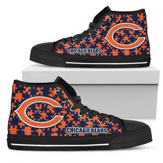 Puzzle Logo With Chicago Bears High Top Shoes | Favorety AU