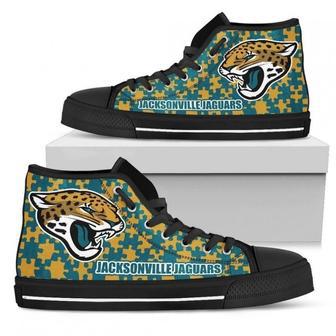 Puzzle Logo With Jacksonville Jaguars High Top Shoes | Favorety UK