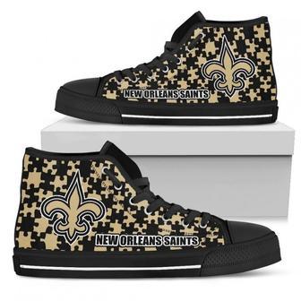 Puzzle Logo With New Orleans Saints High Top Shoes | Favorety CA