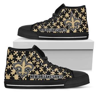 Puzzle Logo With New Orleans Saints High Top Shoes | Favorety