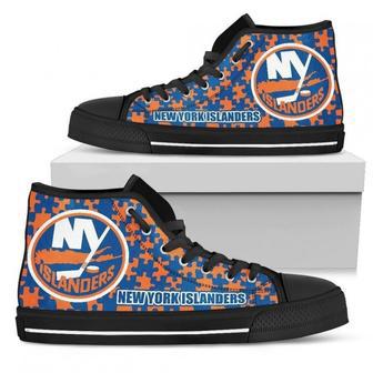 Puzzle Logo With New York Islanders High Top Shoes | Favorety DE