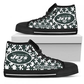 Puzzle Logo With New York Jets High Top Shoes | Favorety