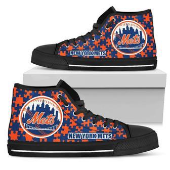 Puzzle Logo With New York Mets High Top Shoes | Favorety CA