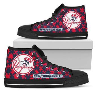 Puzzle Logo With New York Yankees High Top Shoes | Favorety CA