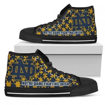 Puzzle Logo With Notre Dame Fighting Irish High Top Shoes | Favorety DE