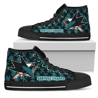 Puzzle Logo With San Jose Sharks High Top Shoes | Favorety UK