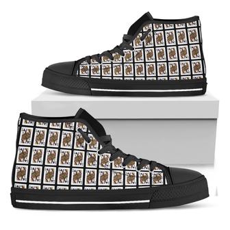 Queen Of Clubs Playing Card Black High Top Shoes - Monsterry DE
