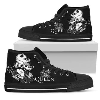 Queen Sneakers Jack Skellington High Top Shoes For Music Fan - Monsterry DE