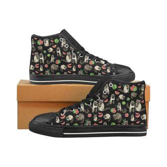 Raccoon watermelon pattern Women's High Top Shoes Black - Monsterry DE