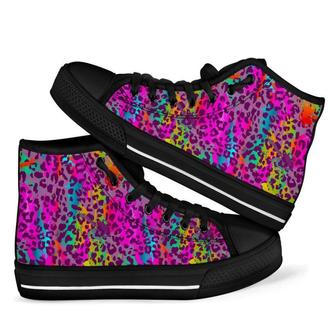 Rainbow Cheetah Leopard Men Women's High Top Shoes - Monsterry AU