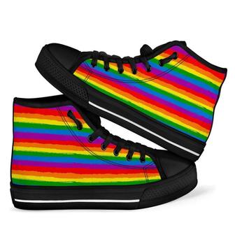 Rainbow Flag Lgbt Patterm Print Men Women's High Top Shoes - Monsterry UK