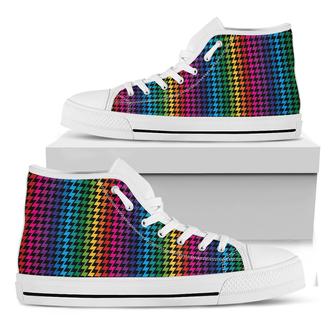 Rainbow Gay Pride Zigzag White High Top Shoes - Monsterry AU