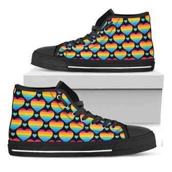 Rainbow Lgbt Pride Heart Black High Top Shoes - Monsterry CA