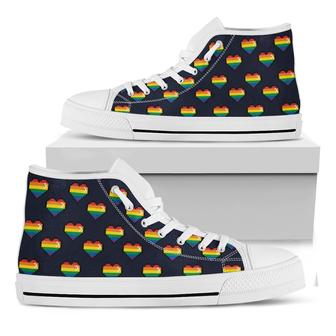 Rainbow Pixel Lgbt Pride Heart White High Top Shoes - Monsterry DE