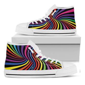 Rainbow Torus Psychedelic Print White High Top Shoes - Monsterry UK