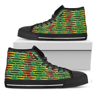 Rasta Striped Pattern Print Black High Top Shoes - Monsterry DE