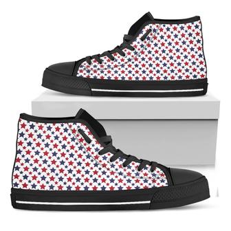 Red And Blue American Star Black High Top Shoes - Monsterry
