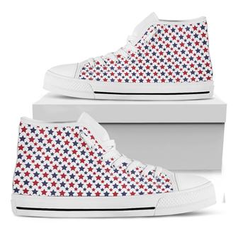Red And Blue American Star White High Top Shoes - Monsterry