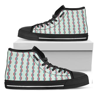 Red And Blue Dna Pattern Print Black High Top Shoes - Monsterry
