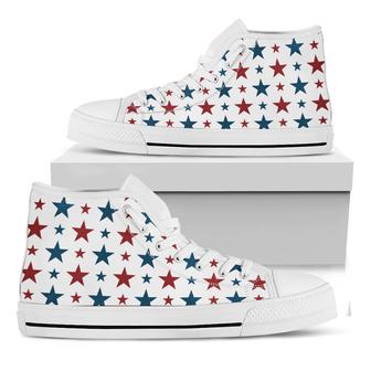 Red And Blue Usa Star White High Top Shoes - Monsterry UK