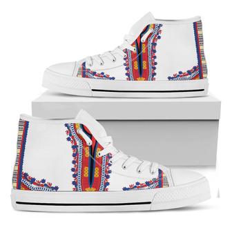 Red And White African Dashiki Print White High Top Shoes - Monsterry DE