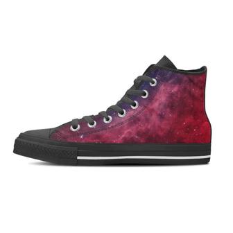 Red Cosmic Galaxy Space Men's High Top Shoes - Monsterry
