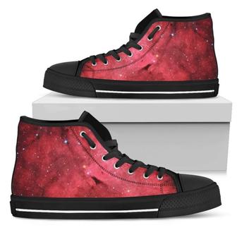 Red Galaxy Space Cloud Print Men's High Top Shoes - Monsterry DE