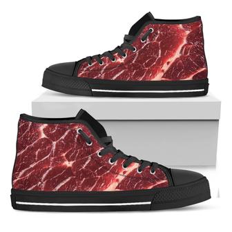 Red Meat Texture Print Black High Top Shoes - Monsterry UK