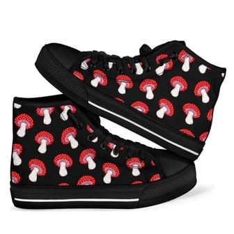 Red Mushroom Dot Print Pattern Men Women's High Top Shoes - Monsterry AU