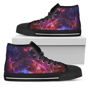 Red Purple Nebula Galaxy Space Print Women's High Top Shoes - Monsterry