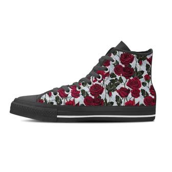 Red Rose Flower Print Men's High Top Shoes - Monsterry CA