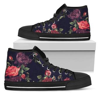 Red Violet Roses Floral Women's High Top Shoes - Monsterry DE