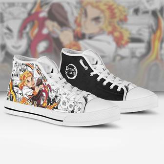 Rengoku Demon Slayer Anime For Men And Women Sneakers High Top Shoes | Favorety