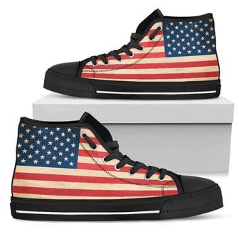 Retro American Flag Patriotic Men's High Top Shoes - Monsterry AU