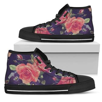 Rose Pansy Floral Flower Men's High Top Shoes - Monsterry