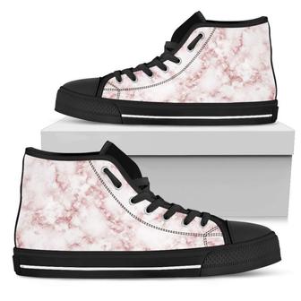 Rose Pink Marble Print Men's High Top Shoes - Monsterry AU