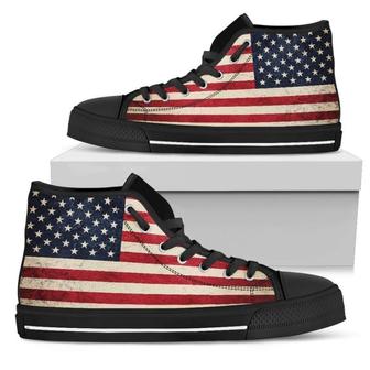 Rough American Flag Patriotic Men's High Top Shoes - Monsterry DE