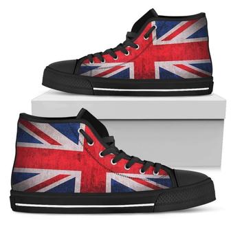 Rough Union Jack British Flag Print Men's High Top Shoes - Monsterry DE