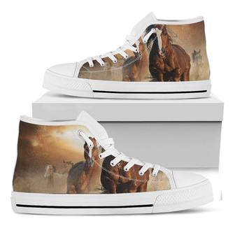 Running Wild Horses Print White High Top Shoes - Monsterry UK
