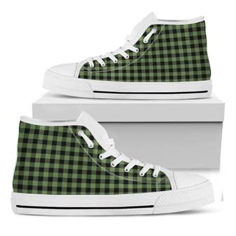 Sage Green Buffalo Check White High Top Shoes - Monsterry