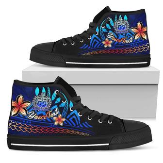 Samoa Custom Personalised High Top Shoes Blue - Vintage Tribal Mountain - - Monsterry AU