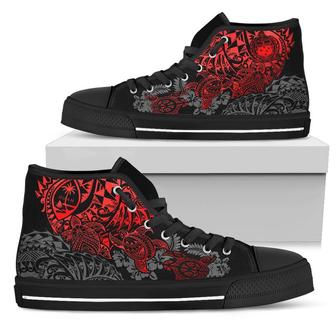 Samoa Polynesian High Top Shoes - Red Turtle Flowing - - Monsterry UK